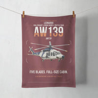 Thumbnail for Leonardo AW139 design on dark red towel