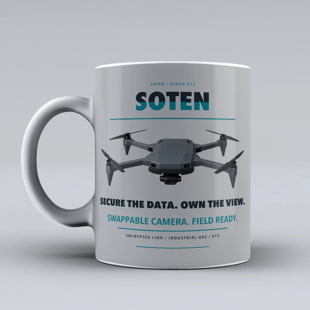 SOTEN Mug design on light gray acsl