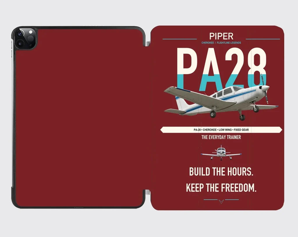 Piper PA-28 Cherokee design on dark red ipad tablet case