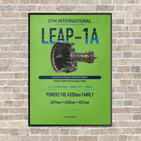 Thumbnail for CFM LEAP-1A vertical canvas print - framed - light green background
