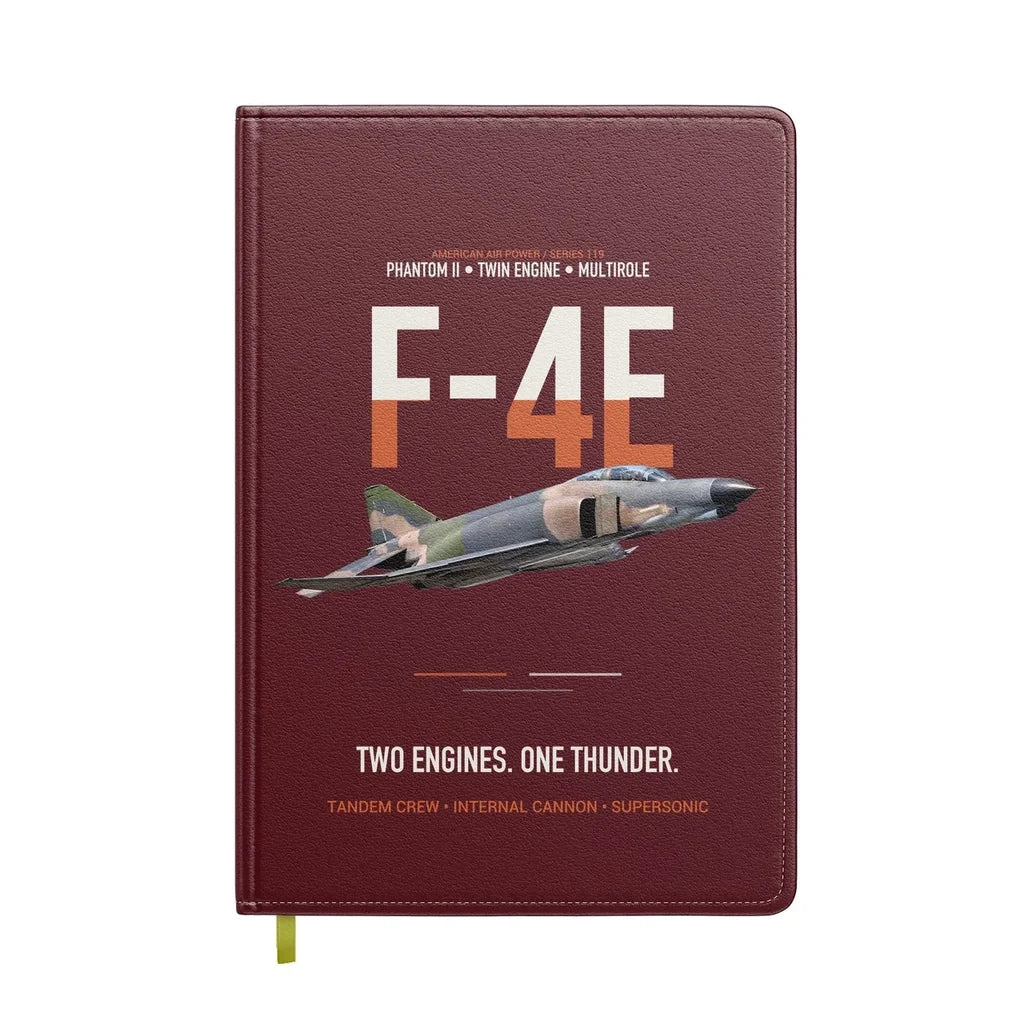 F-4E Phantom II Two Engines One Thunder design on dark red notebook