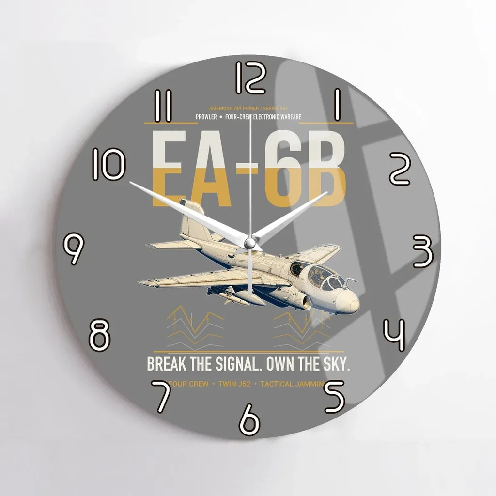 EA-6B Prowler design on gray no frame wall clock