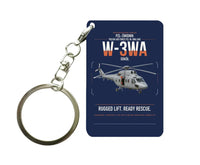 Thumbnail for PZL-Świdnik W-3WA Sokół design on navy blue designed key chain, double-side print