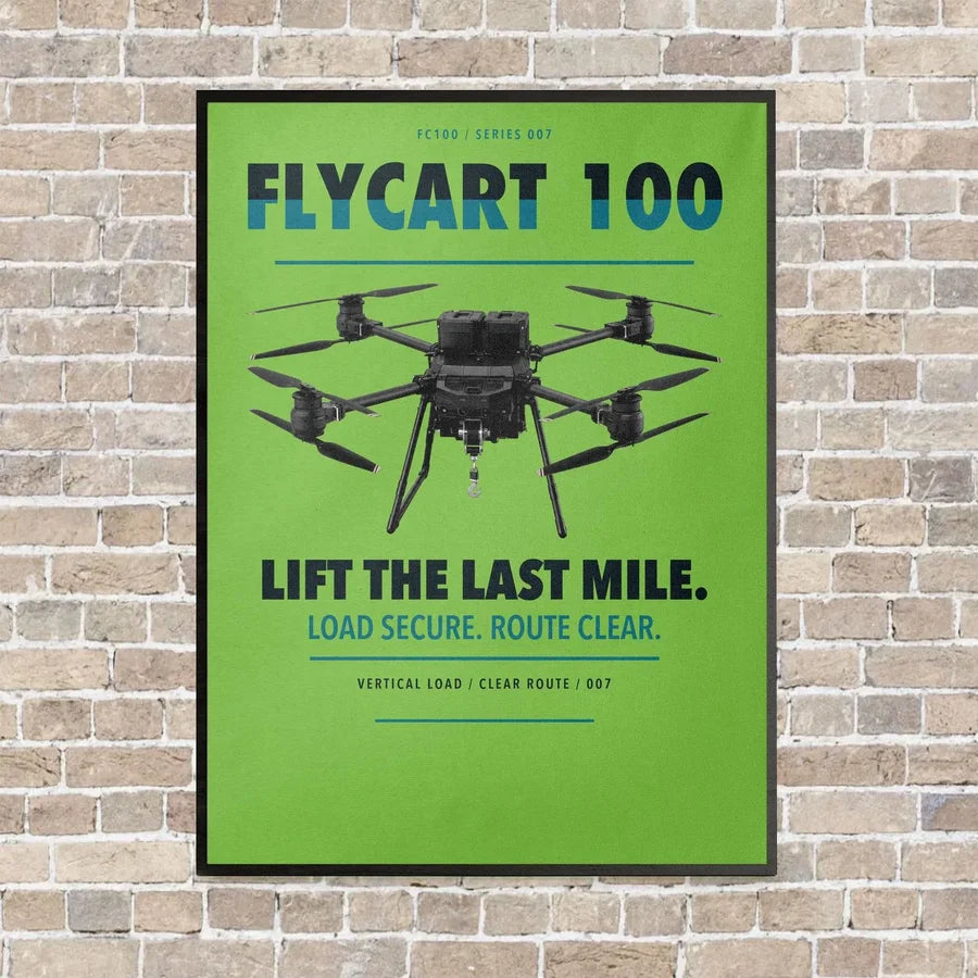 DJI FlyCart 100 vertical canvas print - framed - light green background