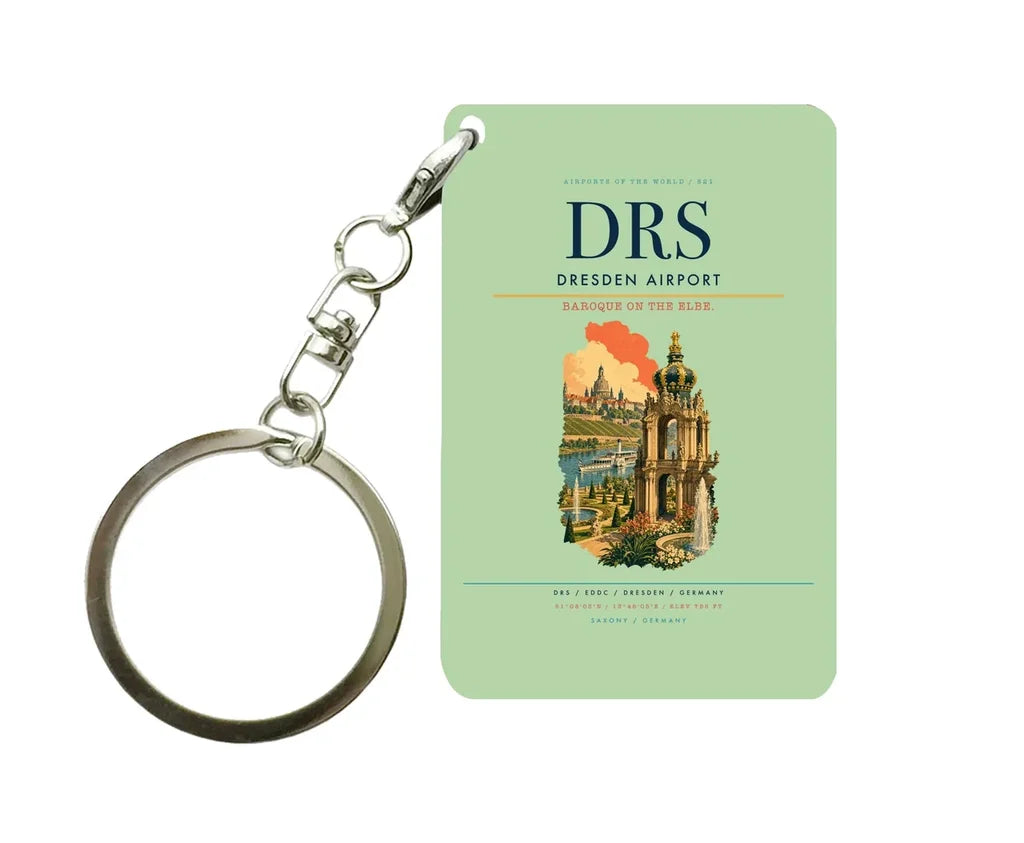 Dresden Airport (DRS) design on light green key chain