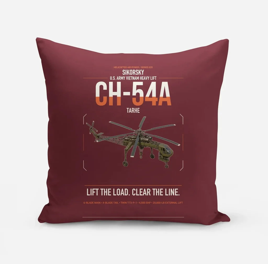 Sikorsky CH-54A Tarhe design on dark red pillow