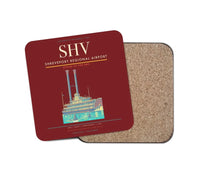 Thumbnail for Shreveport Regional Airport (SHV) design on dark red 1 piece coaster