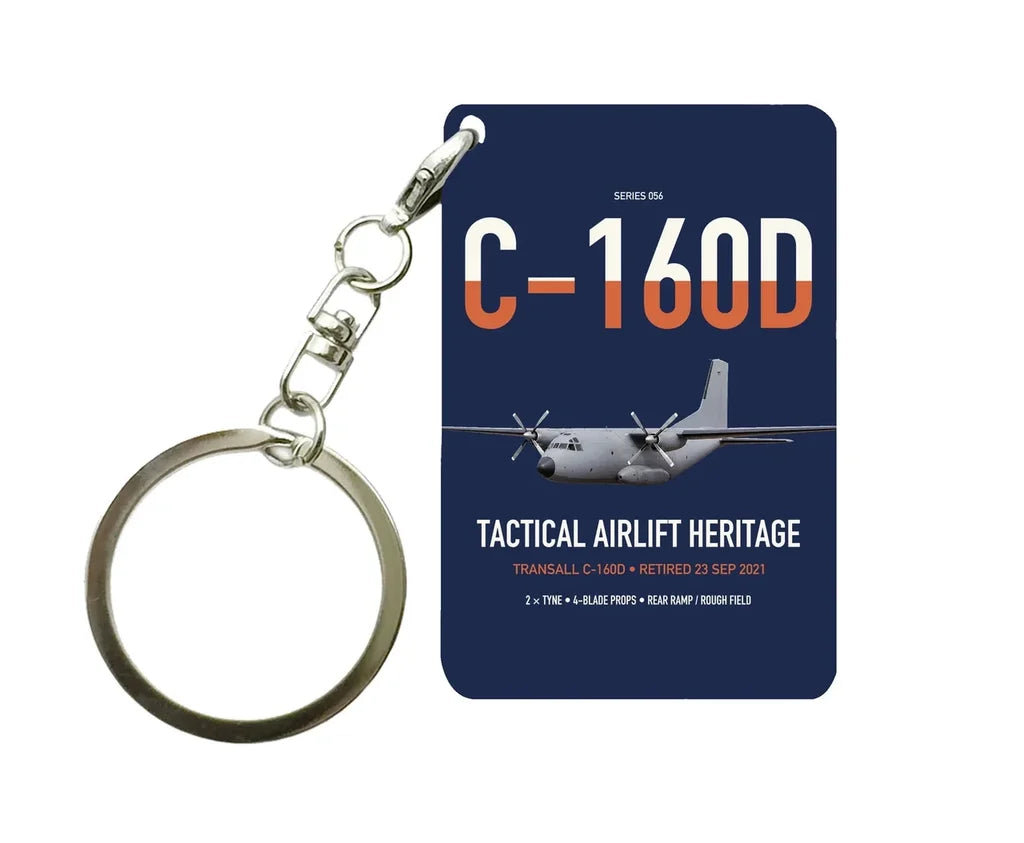 Transall C-160D design on navy blue designed key chain, double-side print