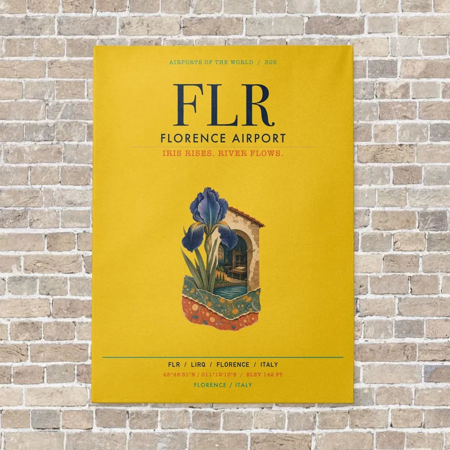 Florence Airport FLR vertical canvas print - no frame - yellow background