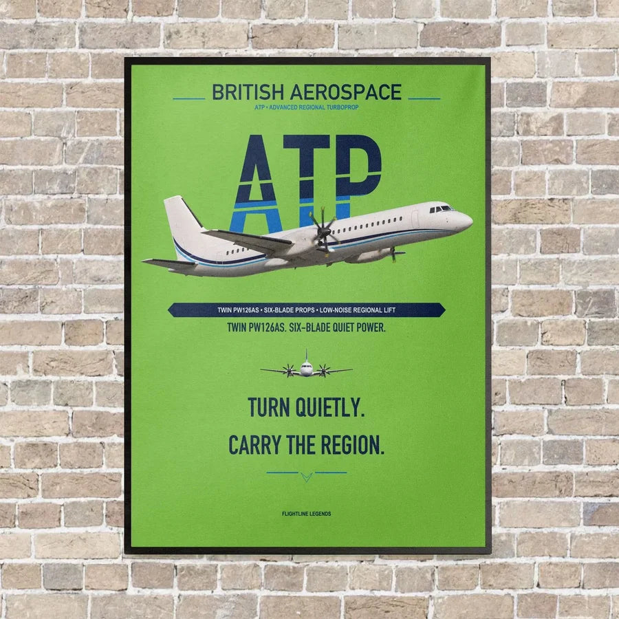 British Aerospace ATP vertical canvas print - framed - light green background