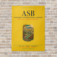 Thumbnail for Ashgabat International Airport ASB vertical canvas print - no frame - yellow background