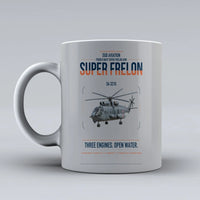 Thumbnail for Sud Aviation SA 321G Super Frelon design on light gray ceramic mug, double-side print