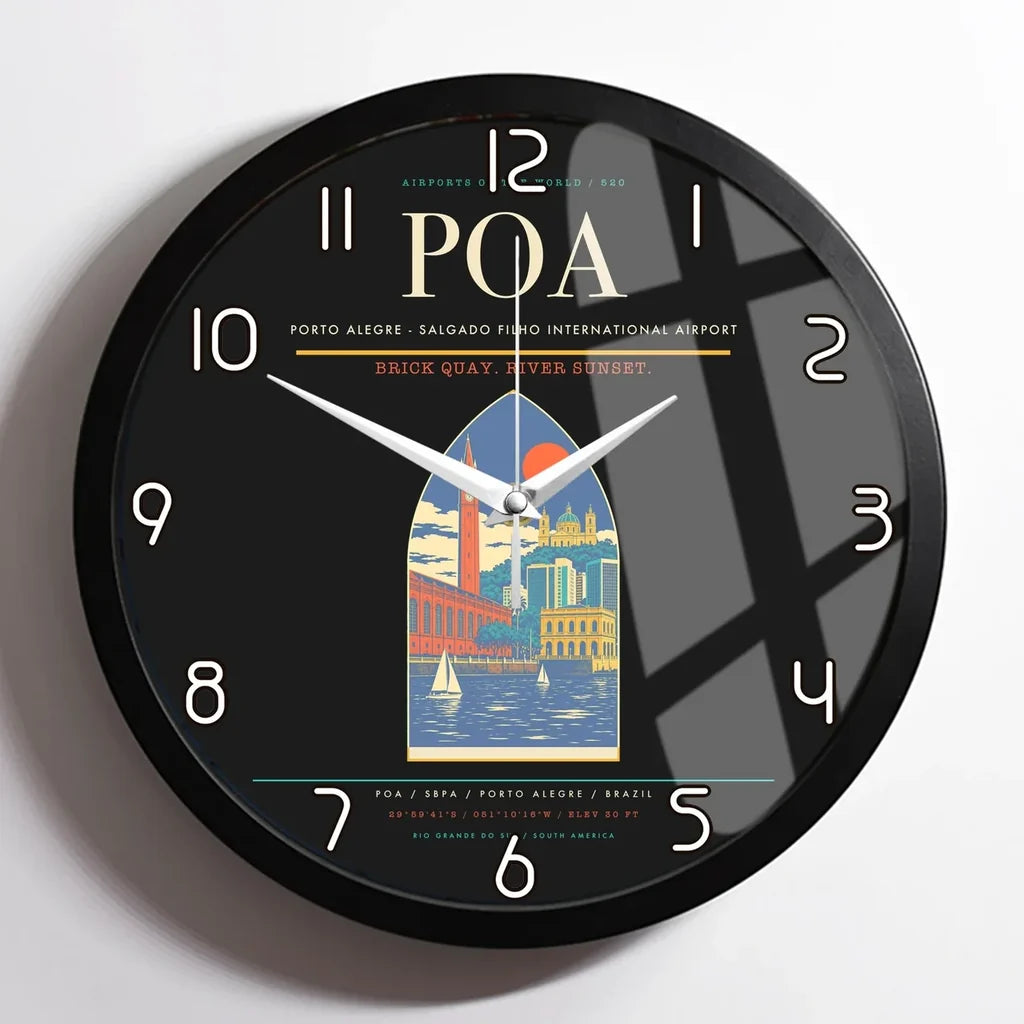 Porto Alegre - Salgado Filho International Airport POA Wall-Clock Framed - Black