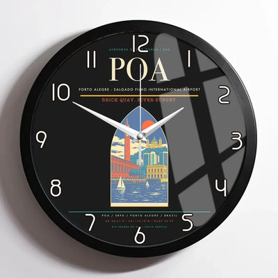 Porto Alegre - Salgado Filho International Airport POA Wall-Clock Framed - Black