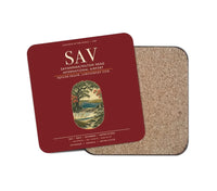 Thumbnail for Savannah-Hilton Head International Airport (SAV) design on dark red 1 piece coaster