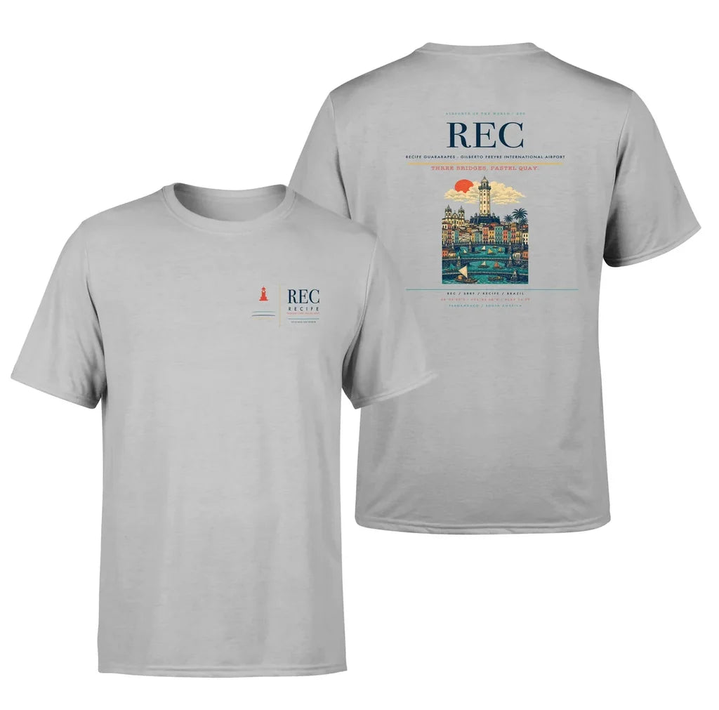 Recife Guararapes (REC) design printed on light gray double-side t-shirt