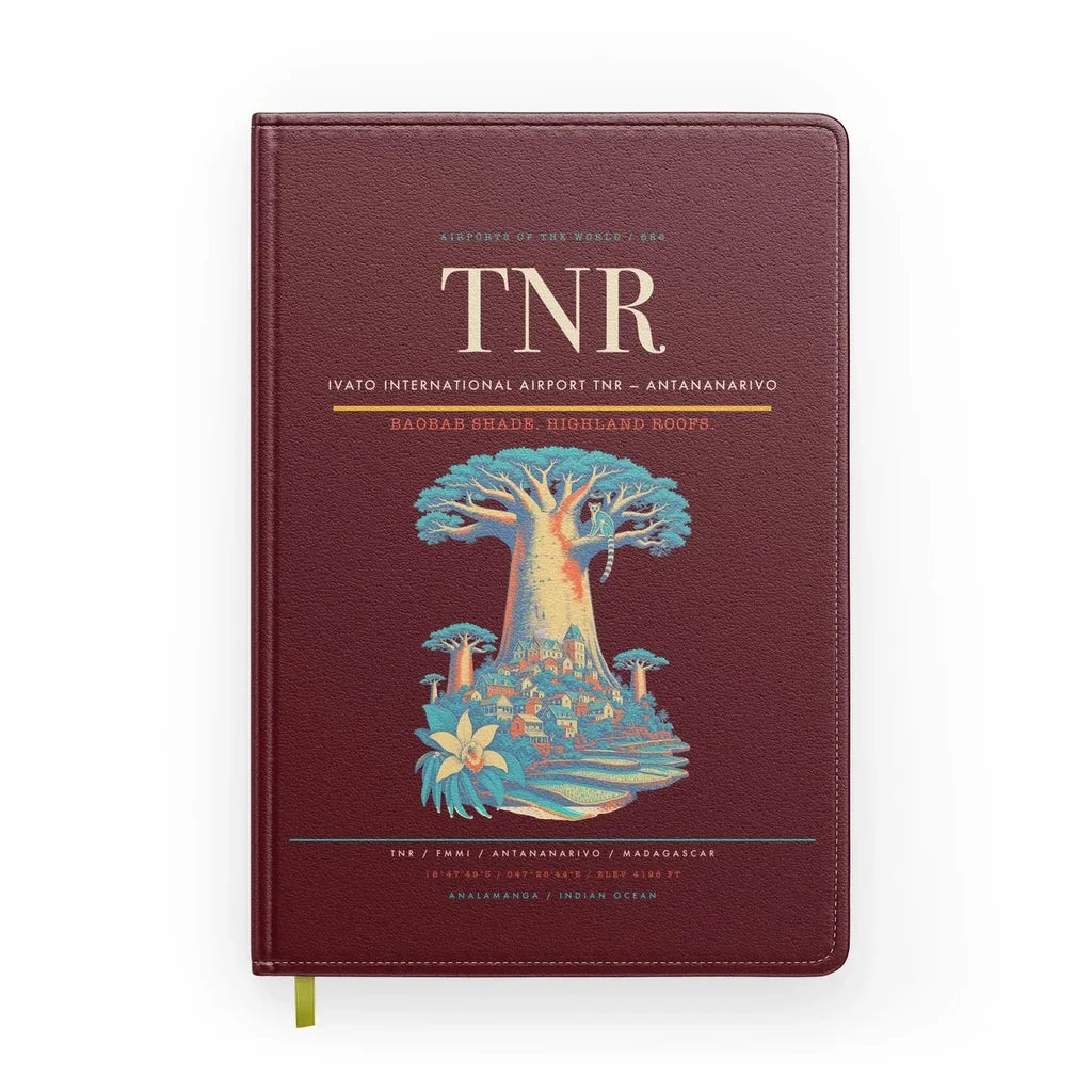 Ivato International Airport (TNR) design on dark red notebook