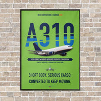 Thumbnail for Airbus A310-200P2F vertical canvas print - framed - light green background