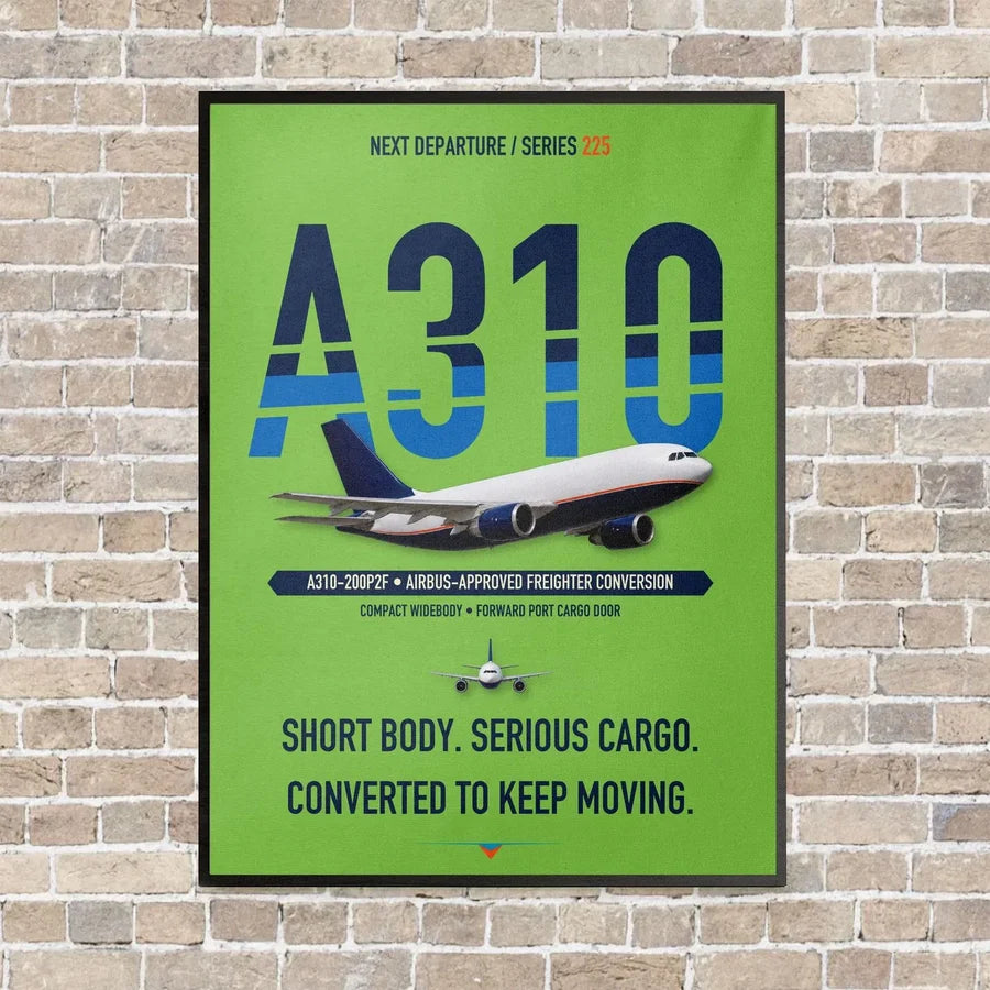 Airbus A310-200P2F vertical canvas print - framed - light green background
