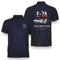 Thumbnail for E-7A Wedgetail design on navy blue double-side polo t-shirt, double-side print