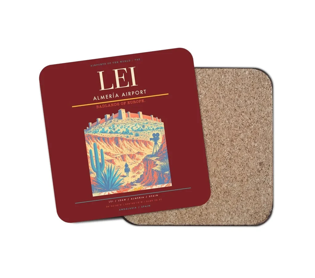 Almería Airport (LEI) design on dark red 1 piece coaster