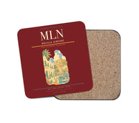 Thumbnail for Melilla Airport (MLN) design on dark red 1 piece coaster