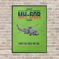 Thumbnail for Sikorsky MH-60R Seahawk vertical canvas print - framed - light green background