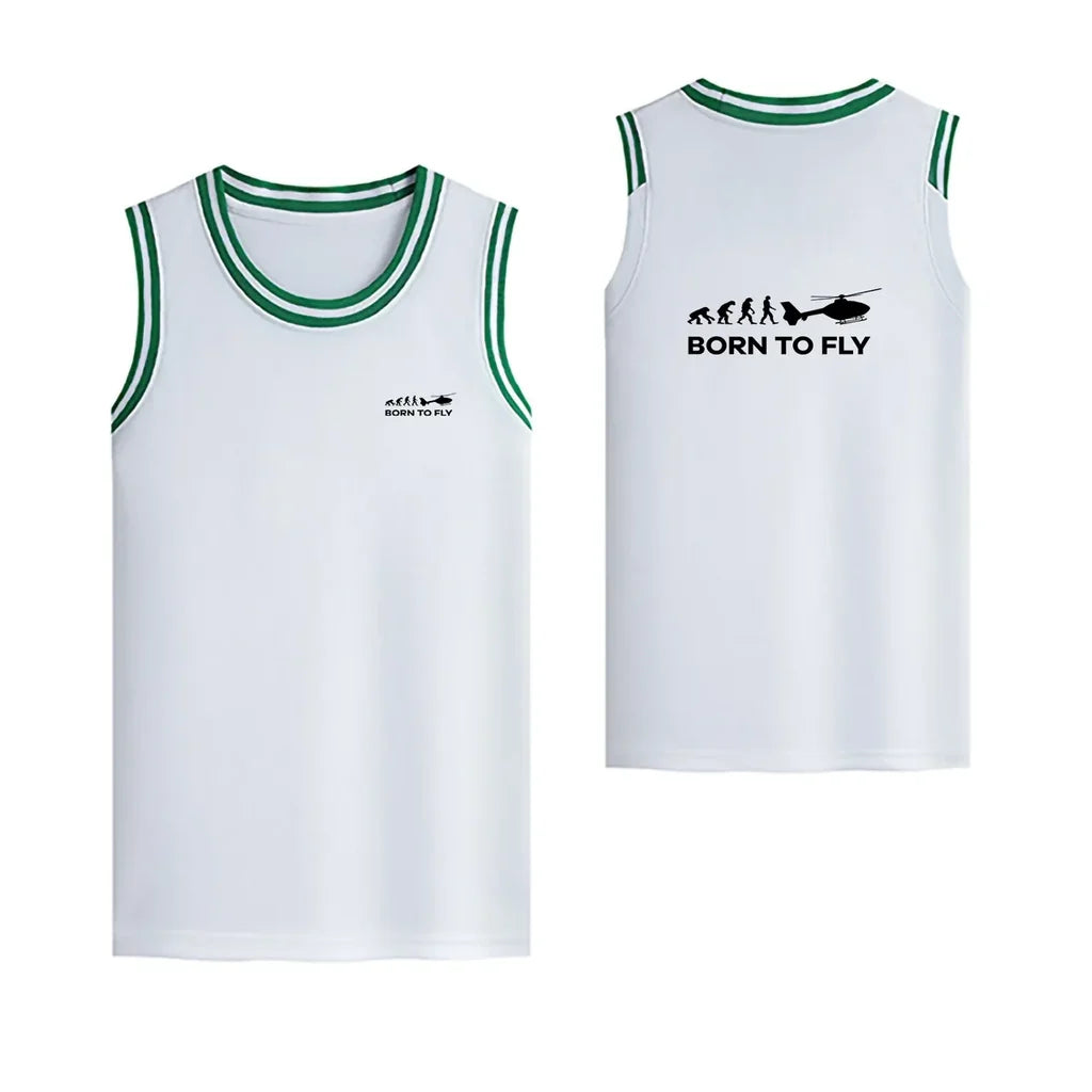 Born To Fly Helicopter Designed Basketball Style Sports Tank Tops - view 12