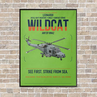 Thumbnail for Leonardo AW159 Wildcat HMA2 vertical canvas print - framed - light green background