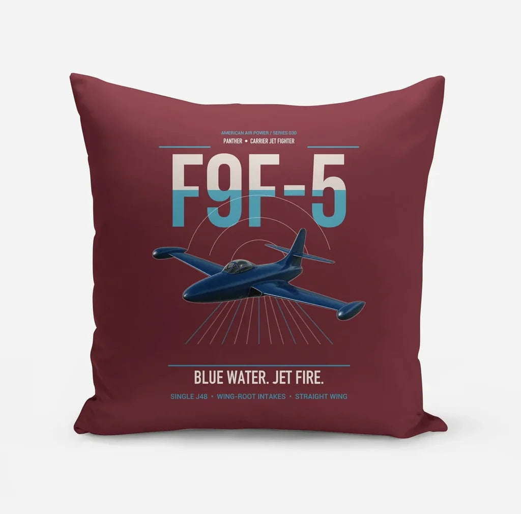 F9F-5 Panther design on dark red pillow