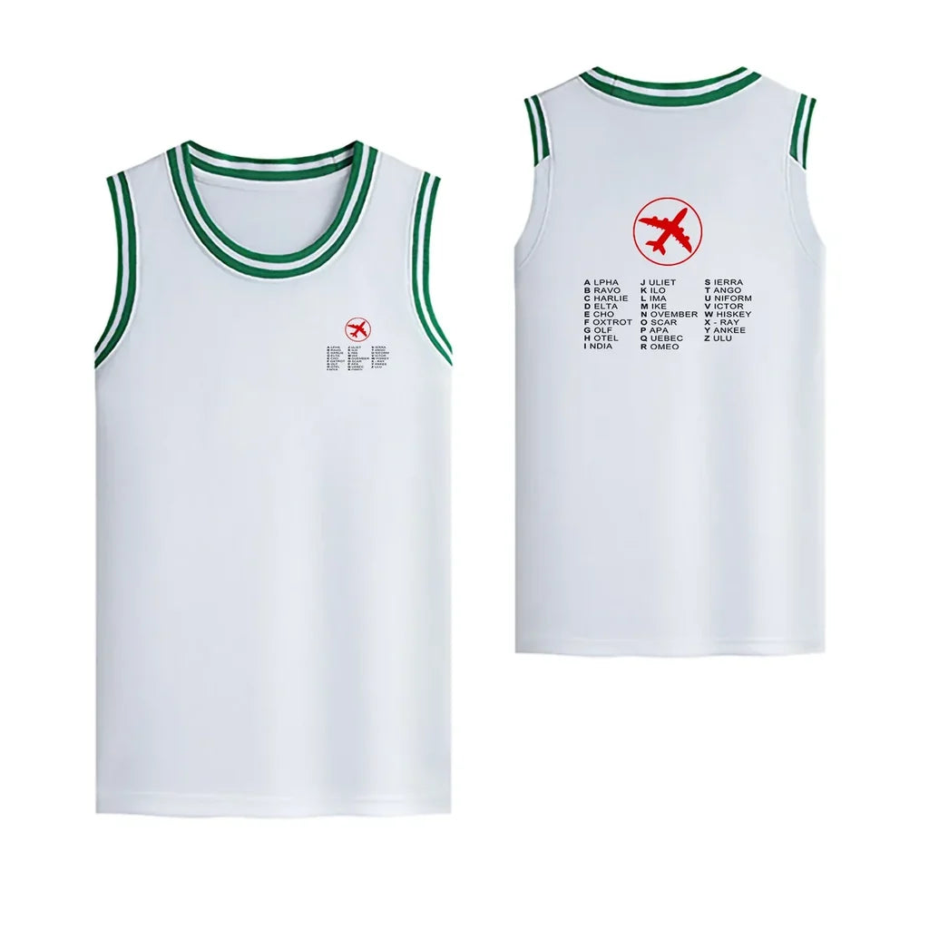 Aviation Alphabet 2 Designed Basketball Style Sports Tank Tops - view 12