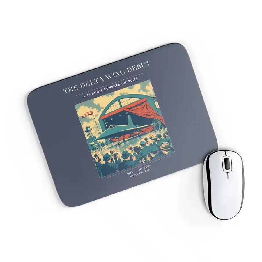 VINTAGE G4460 - The Delta Wing Debut - Designed Mouse Pads design on navyblue rectangle