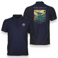 Thumbnail for VINTAGE G4410 - The Reef Garden Glass - Double-Side Polo T-Shirt design on navyblue