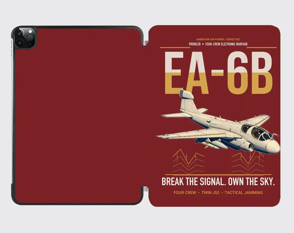 EA-6B Prowler design on dark red ipad tablet case