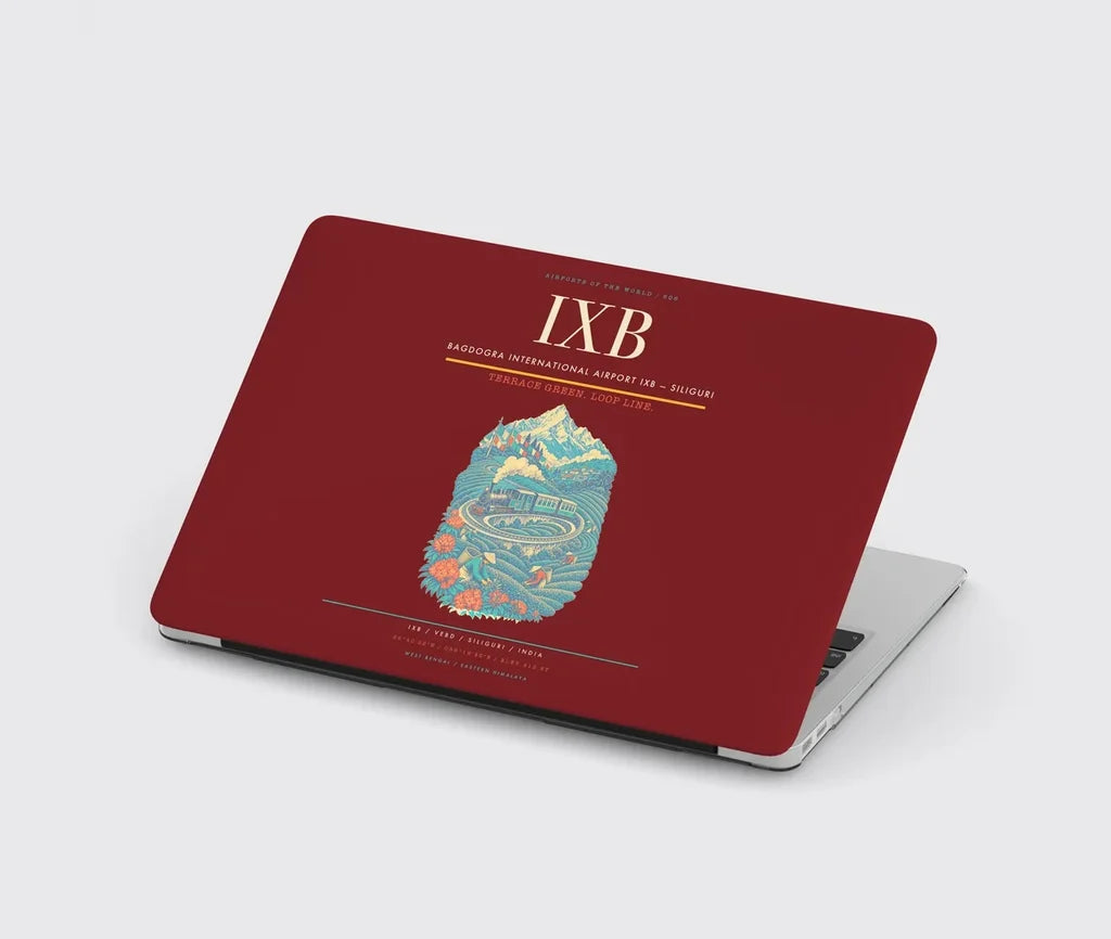 Bagdogra International Airport (IXB) design on dark red MacBook case