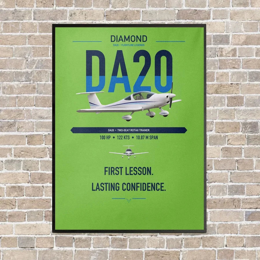 Diamond DA20 vertical canvas print - framed - light green background