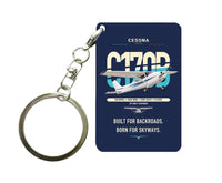 Thumbnail for Cessna 170B design on navy blue designed key chain, double-side print
