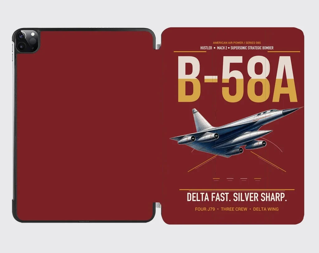 B-58A Hustler design on dark red ipad tablet case