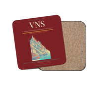 Thumbnail for Lal Bahadur Shastri International Airport (VNS) design on dark red 1 piece coaster