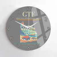 Thumbnail for Great Falls International Airport (GTF) design on gray no frame wall clock