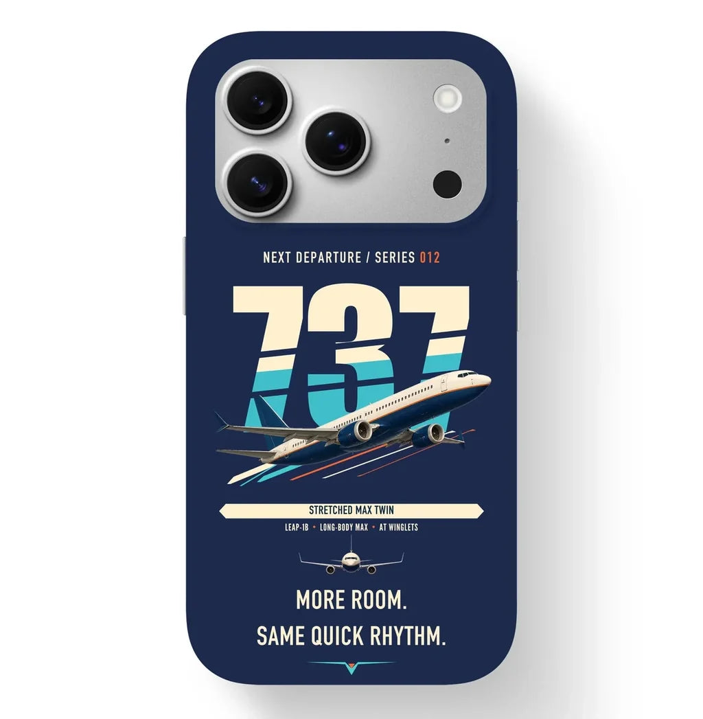 Boeing 737 MAX 9 design on navy blue magsafe iphone case