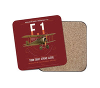 Thumbnail for Sopwith Camel F.1 design on dark red 1 piece coaster