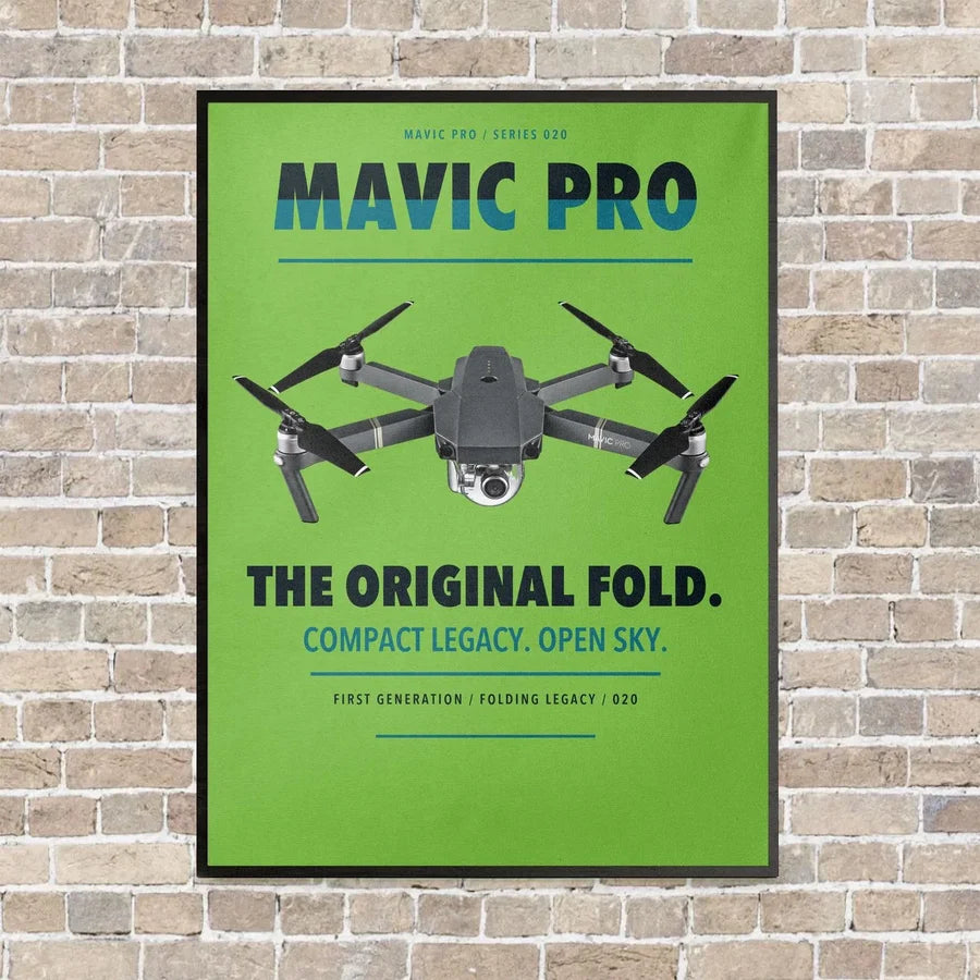 DJI Mavic Pro vertical canvas print - framed - light green background
