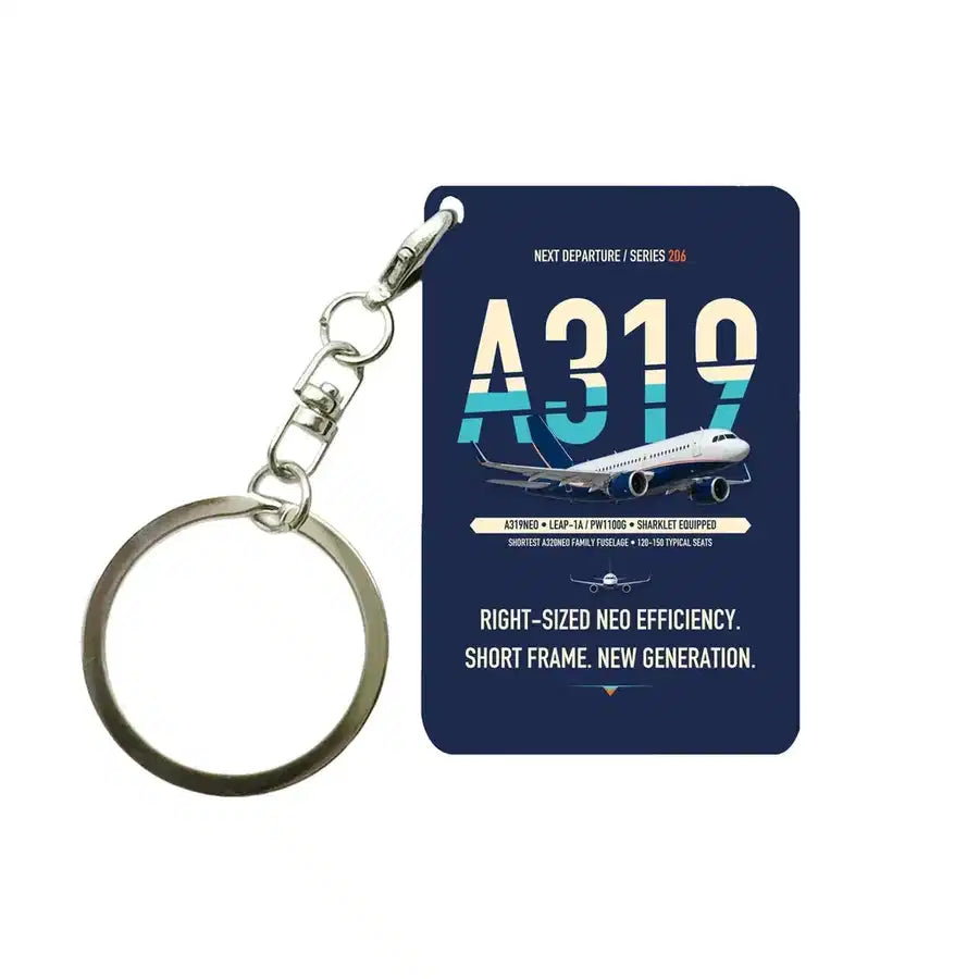 Airbus A319neo Key Chain design on navy blue key chain