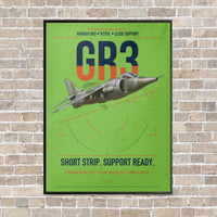 Thumbnail for Hawker Siddeley Harrier GR3 vertical canvas print - framed - light green background