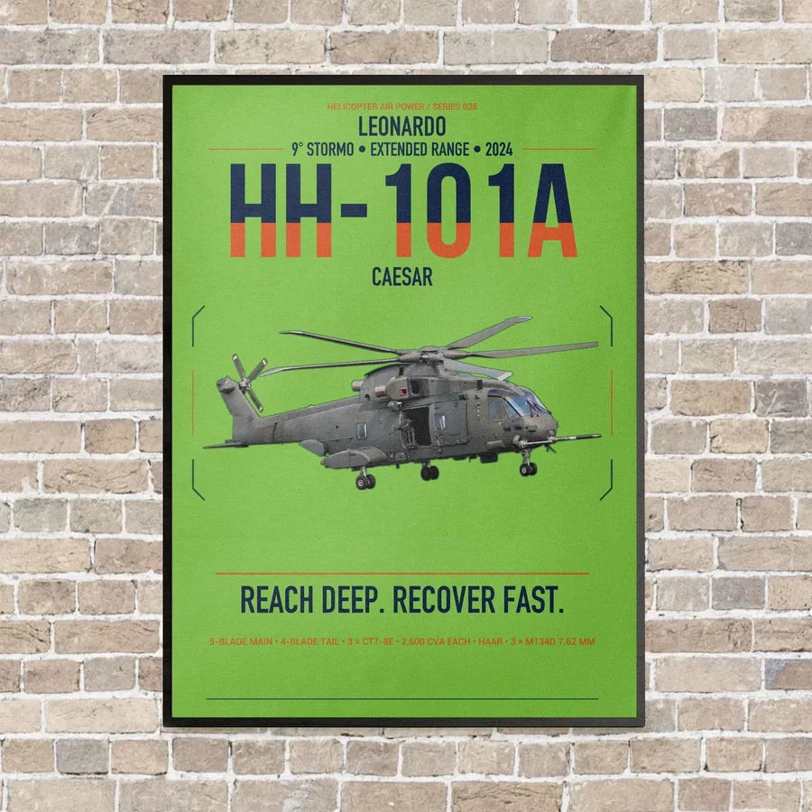Leonardo HH-101A Caesar vertical canvas print - framed - light green background