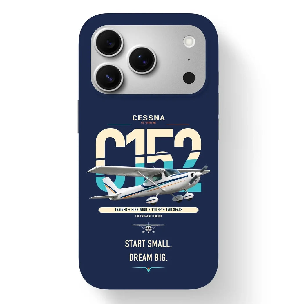 Cessna 152 design on navy blue magsafe iphone case, for iPhone 17 Pro