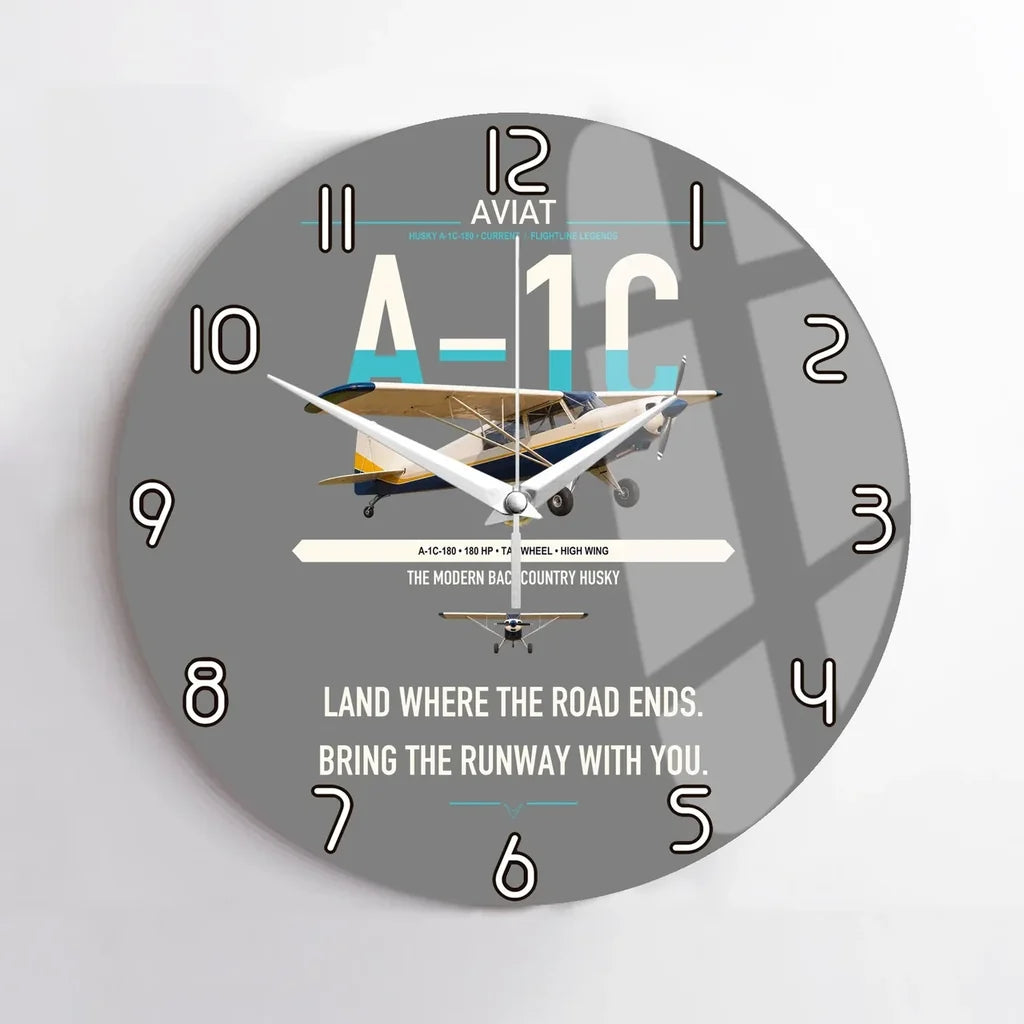 Aviat Husky A-1C-180 design on gray no frame wall clock