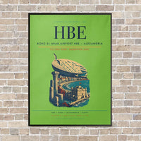 Thumbnail for Borg El Arab Airport HBE — Alexandria vertical canvas print - framed - light green background