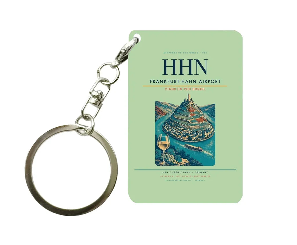 Frankfurt-Hahn Airport (HHN) design on light green key chain